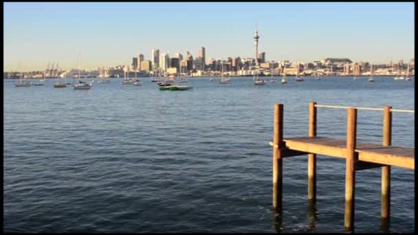 Centrum skyline van Auckland — Stockvideo