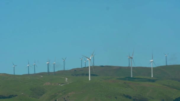 Turbine eoliche nel parco eolico Te Apiti — Video Stock