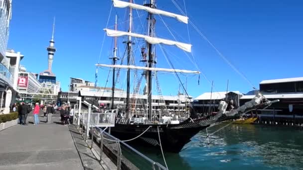 New Zealand mooring at Princes Wharf — Stock Video