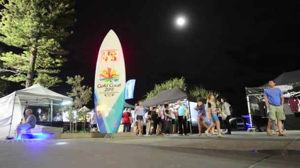 Surfers Paradise Beachfront Night Markets Guldkusten Queensland Australien 01. — Stockvideo