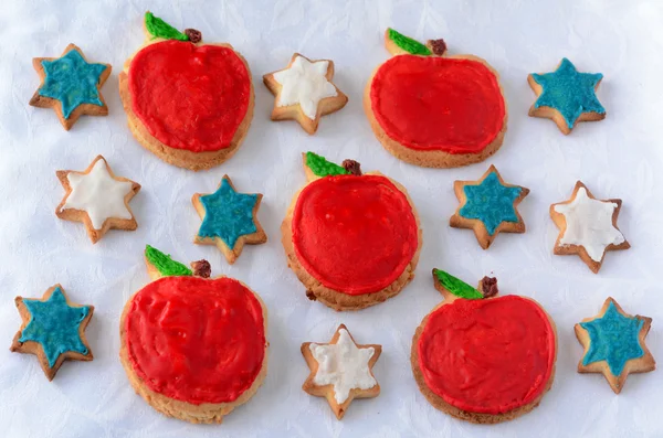 Sweet cut-out cookies  for Rosh Hashanah Jewish New Year holiday — Stok fotoğraf