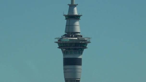 Sky Tower Auckland Cbd Skyline Maior Mais Populosa Área Urbana — Vídeo de Stock