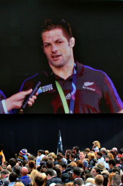 Richie Mccaw speek Victoria Park Auckland, yeni Z kalabalıkta için