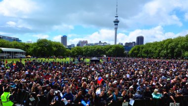 Thousands of people in Victoria park, Auckland New Zealand