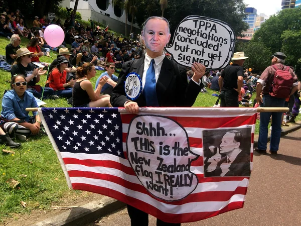 Reunião contra o acordo comercial TPPA em Auckland — Fotografia de Stock