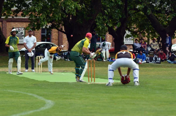 A bowler bowling to a batsman. — Stok fotoğraf