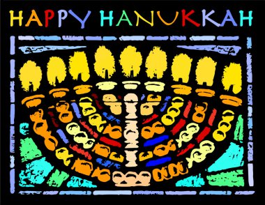 Happy Hanukkah Card with an Hannukia clipart