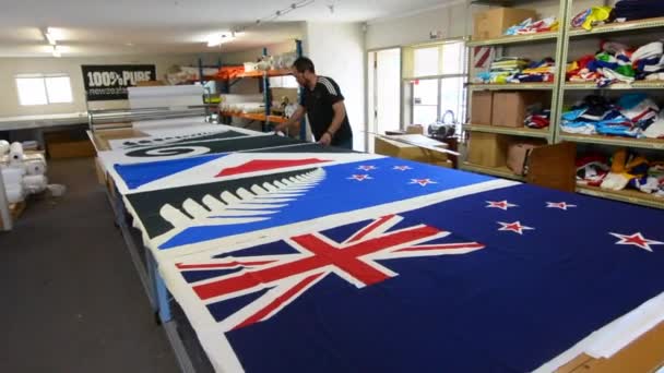 Auckland Abr 2016 Bandera Nacional Nueva Zelanda Frente Con Sus — Vídeos de Stock