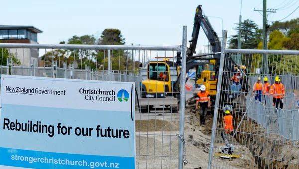 Jalan pekerjaan di Christchurch Selandia Baru — Stok Foto