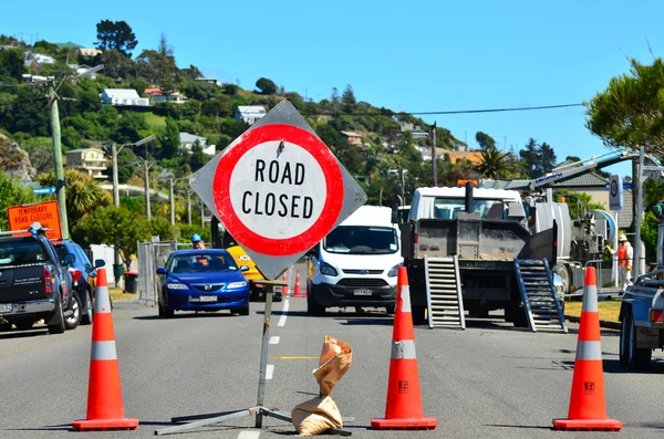 Trabajos de carretera en Christchurch - Nueva Zelanda — Foto de Stock