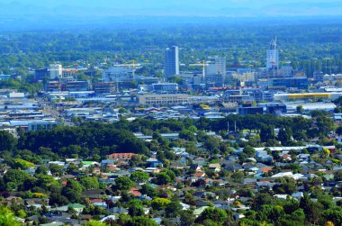 Christchurch şehir merkezi yeni manzarası - yeni Zealan havadan görünümü