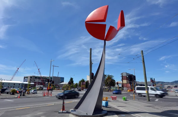 Christchurch aardbeving herbouwen - Nucleus sculpture - nieuwe Zealan — Stockfoto