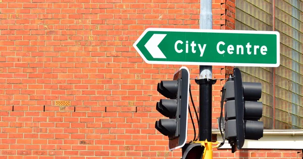 Şehir Merkezi trafik işaretleri — Stok fotoğraf