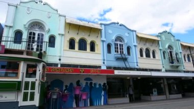 Christchurch - 12 Aralık 2015: Christchurch tramvay tramvay sistemi. Tramvay 1882 yılından bu yana faaliyet ve Christchurch ve popüler bir cazibe sembolleri turistler ve yerliler için aynı haline.