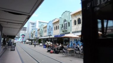 Christchurch - 12 Aralık 2015: Christchurch tramvay tramvay sistemi. Tramvay 1882 yılından bu yana faaliyet ve Christchurch ve popüler bir cazibe sembolleri turistler ve yerliler için aynı haline.