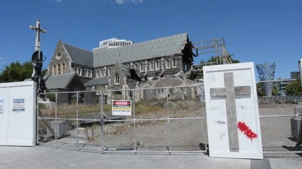 Christchurch Dec 2015 Christchurch Cathedral 2011 Februárjában Christchurch Földrengés Elpusztította — Stock videók