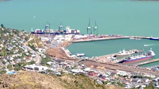 Lyttelton Port intérieur Christchurch Nouvelle-Zélande — Video