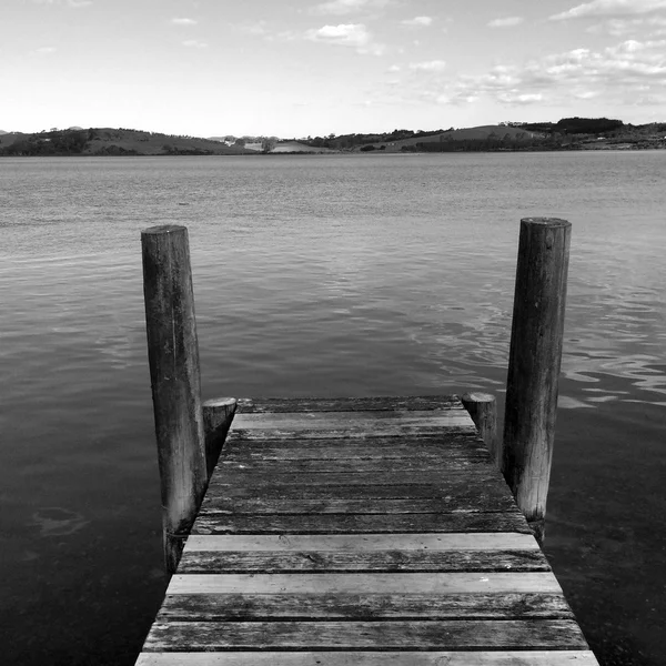 An empty wooden pier New Zealand — Stock Photo, Image