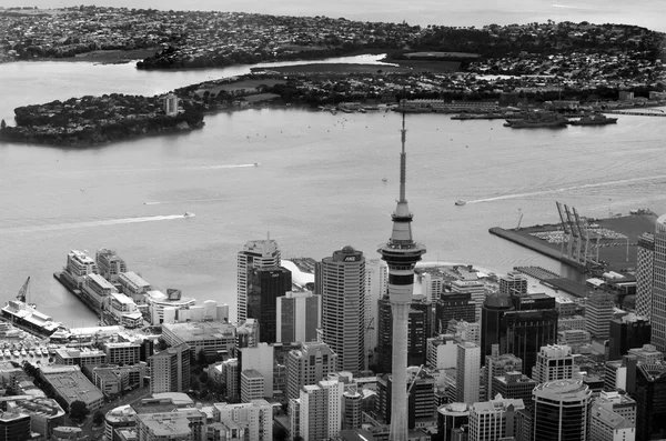 Aerial view of Auckland financial center against the Waitemata H — Stock Photo, Image