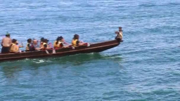 Maori waka heritage Auckland Yeni Zelanda yelken — Stok video