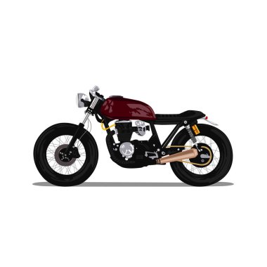 Motosiklet beyaz arka planda izole edilmiş. Yazıtlar için bir yer var.