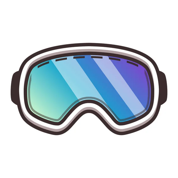 Máscara Para Esquiar Deportes Extremos Blanco Con Cristal Azul — Vector de stock