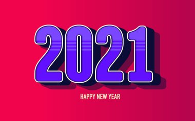 Burgundy arka planında büyük bir 3D yazıt 2021. Şenlik havası. Biçimlendirilmiş Yeni Yıl arkaplanı.