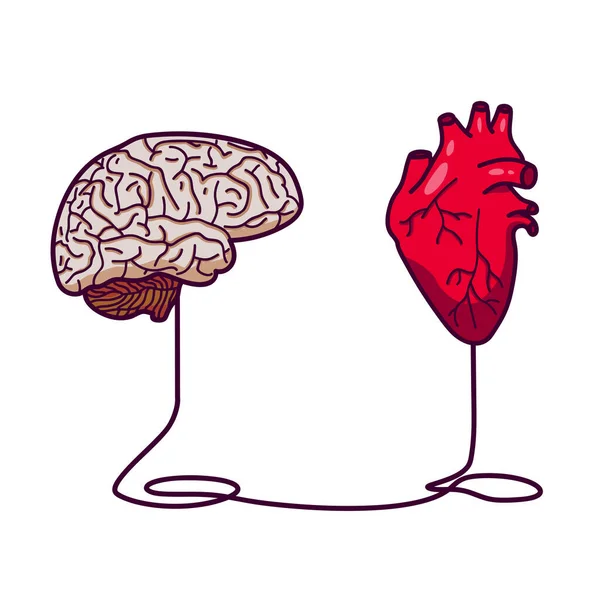 Cartel Inteligencia Emocional Forma Cerebro Humano Corazón Conectado Por Una — Vector de stock