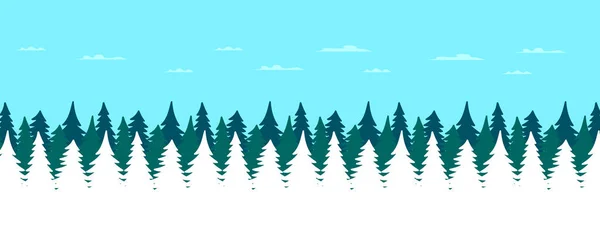 Winterwald Mit Tannen Und Blauem Himmel Hintergrund Für Animationen Oder — Stockvektor