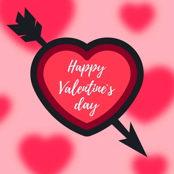 Hintergrund Für Den Valentinstag Herz Von Amors Pfeil Durchbohrt — Stockvektor