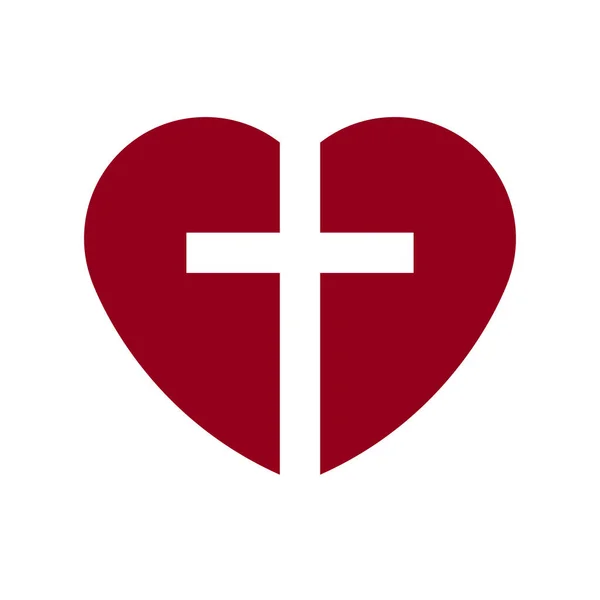 Krzyż Chrystusa Wyryty Czerwonym Sercu Odizolowany Białym Tle Wizerunek Wektora — Wektor stockowy