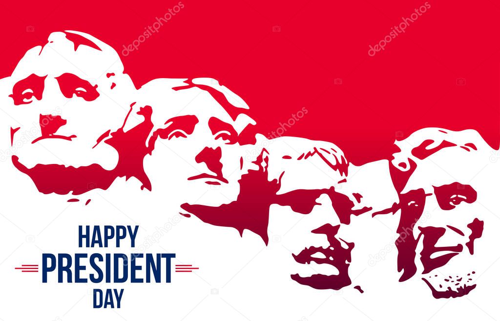 Presidents day banner in red with blue inscription. Federal holiday in America.