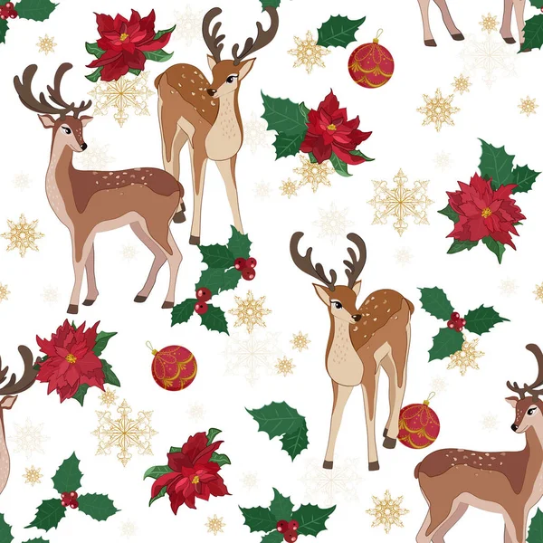 Beautiful Seamless Christmas Background Cute Illustration Christmas New Year Funny — 图库矢量图片