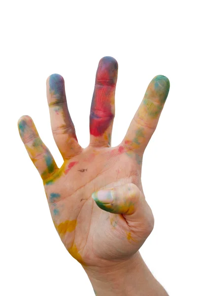 Messy hand with colour — Stock Photo, Image