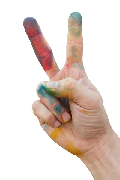 Messy hand with colour — Stock Photo, Image