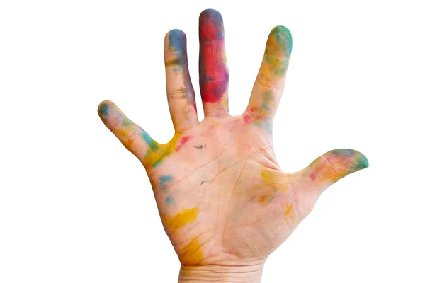 Messy hand with colour — Stock Photo, Image