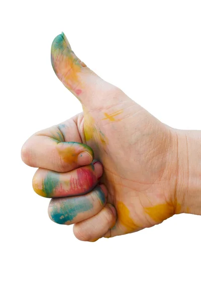 Messy hand with colour — Stock Photo, Image