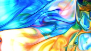 Sıvı boyanın hareket edip yavaşça kaymasıyla organik etki. Dönüyor ve yayılıyor.