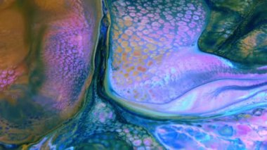 Soyut Sonsuz Renk Döngüleri ve Patlamalar Ayrıntılı Renkli Yüzey Boyaları Hipnotize Ediyor.