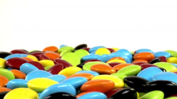 Dolly Shot Colorful Sugar Coated Chocolate Dragee — Stok Video