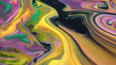 Soyut Sonsuz Renk Döngüleri ve Patlamalar Ayrıntılı Renkli Yüzey Boyaları Hipnotize Ediyor.