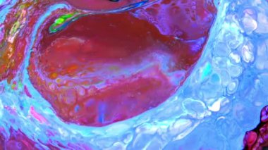 Soyut Sonsuz Renk Döngüleri ve Patlamalar Ayrıntılı Renkli Yüzey Boyaları Hipnotize Ediyor.