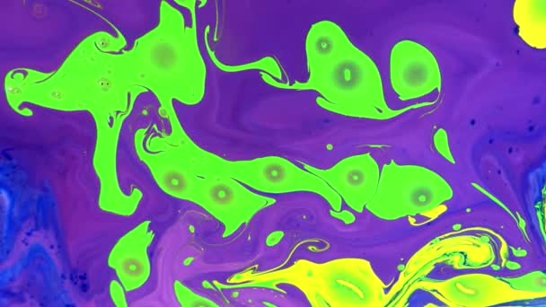 Loops Cores Infinitas Abstratas Explosões Hipnotizando Espalhamentos Tinta Colorida Superfície — Vídeo de Stock