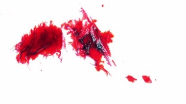 1920x1080 25 Fps. Beyaz Arkaplan Görüntüsüne Kırmızı Mürekkep Düşürme.