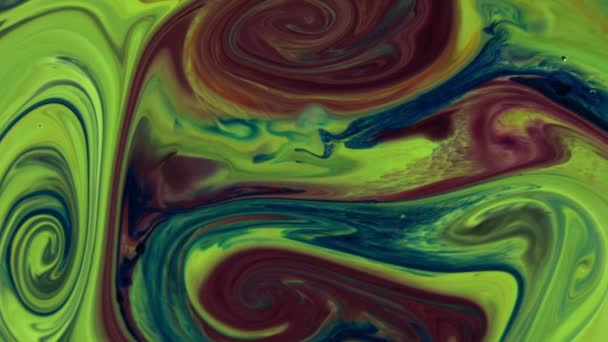 Abstrato Vórtice Orgânico Infinito Hipnotização Surreal Espalhe Tinta Colorida Superfície — Vídeo de Stock