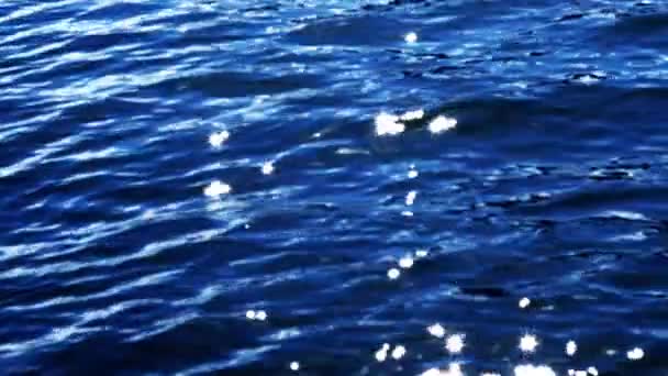 Blå Havet Skimrande Stjärnor Havet Vågor Textur — Stockvideo