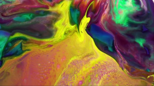Разноцветные Чернила Хаоса Распространяются Движении Жидкой Турбулентности — стоковое видео