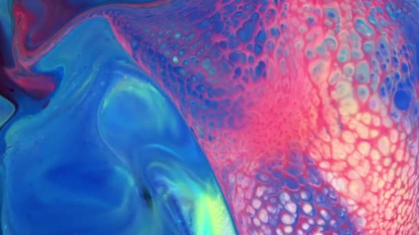 液体乱流運動に広がるカラフルなカオスインク — ストック動画