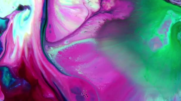 Abstracte Oneindige Kleurenlussen Explosies Hypnotiseren Gedetailleerde Oppervlakte Kleurrijke Verf Spreads — Stockvideo