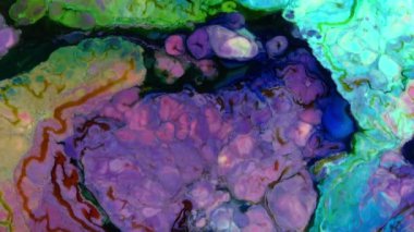 Soyut Sonsuz Renk Döngüleri ve Patlamalar Ayrıntılı Renkli Yüzey Boyaları Hipnotize Ediyor.